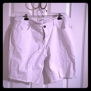 White Bermuda length jean shorts